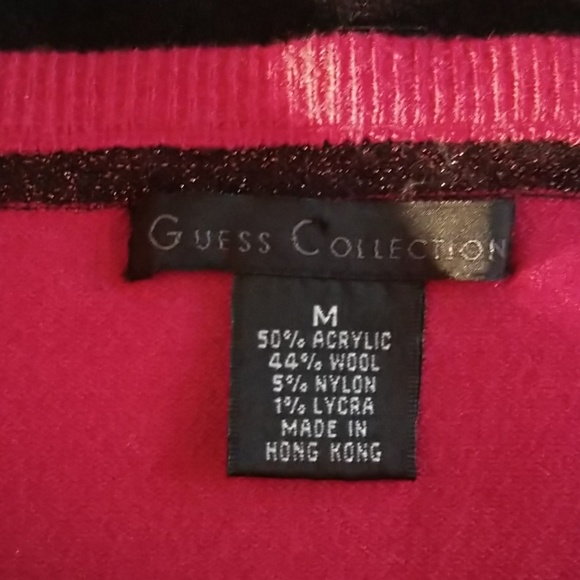 VINTAGE GUESS SWEATER KNIT Raspberry w Black Metallic Trim Tube Top EUC - Picture 4 of 4